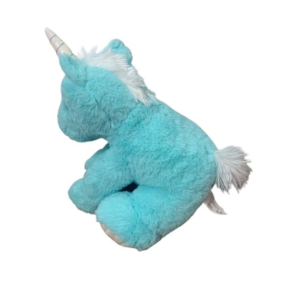 Pastel Blue Unicorn Plush Iridescent Horn Kellytoy Stuffed Animal Sitting Cute - Picture 4 of 10